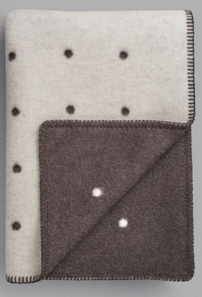 Tweed-Plaid Pastille Black and White/ Punkte 135x200 Bergschafwolle